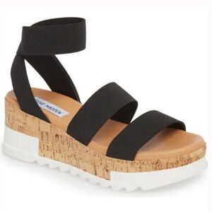 Steve Madden Black and Tan Platform Sandals